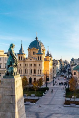 Lodz şehri, Özgürlük Meydanı manzarası. Lodz, Polonya