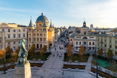 Lodz şehri, Özgürlük Meydanı manzarası. Lodz, Polonya
