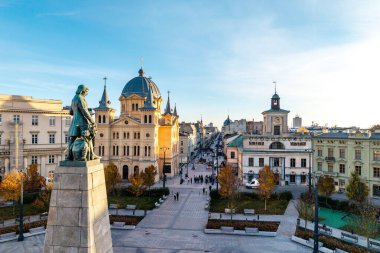 Lodz şehri, Özgürlük Meydanı manzarası. Lodz, Polonya