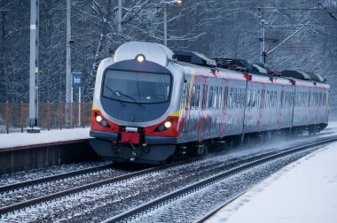 Demiryolu devrede. Yolcu treni. Polonya.