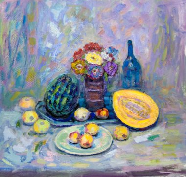 Kağıt üzerinde parlak avangard-soyut resim. Posteri yazdır