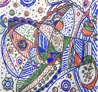 Kağıt üzerinde parlak avangard-soyut resim. Posteri yazdır