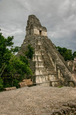 Antik Maya şehri Tikal 'daki piramitler, günümüz Guatemala' sında