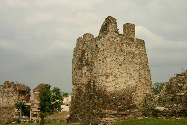 Grube Mury Otaczające Historyczne Miasto Saloniki Grecja — Zdjęcie stockowe