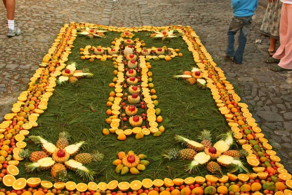 Antigua Guatemala April 2009 Die Bunten Teppiche Aus Sägemehl Die — Stockfoto