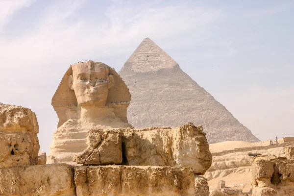 카이로에 피라미드와 스핑크스의 — 스톡 사진