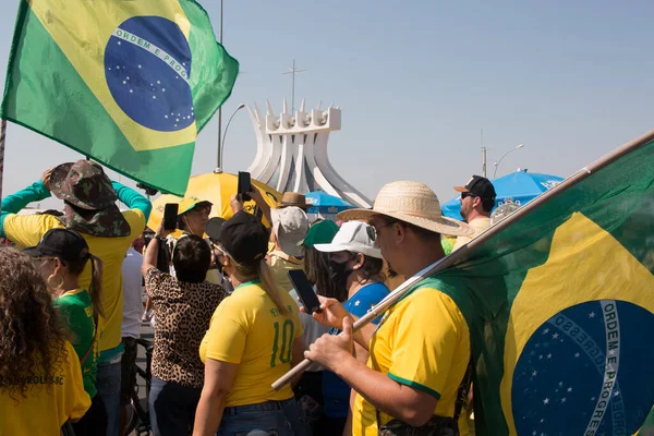 2021年9月7日 巴西利亚 数千名巴西人走上街头 支持被称为 巴西独立日 Day Sete Setembro 的现任总统亚尔 博索纳罗 — 图库照片