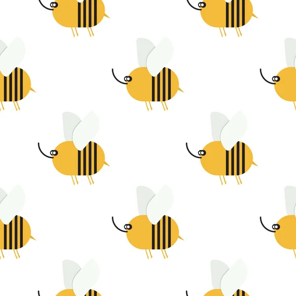 Bees Seamless Background Garment Textile Print Cards Sticker Package Vector — Stock Vector