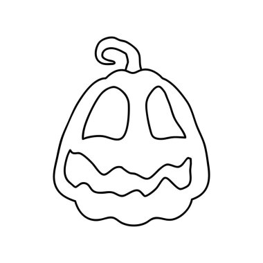 Cadılar Bayramı Balkabağı boyama taslağı. Sonbahar Tatil Sembollerinden biri. Vektör İllüstrasyonu.