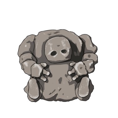 Taş Kaya Devi Golem Fantezi Büyük Yaratık. Vektör illüstrasyonu.