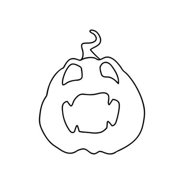 Cadılar Bayramı Balkabağı boyama taslağı. Sonbahar Tatil Sembollerinden biri. Vektör İllüstrasyonu.