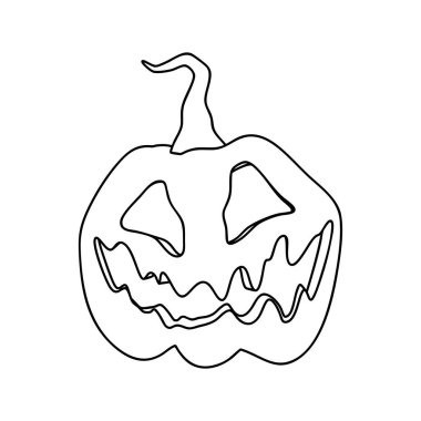 Cadılar Bayramı Balkabağı boyama taslağı. Sonbahar Tatil Sembollerinden biri. Vektör İllüstrasyonu.