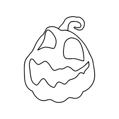 Cadılar Bayramı Balkabağı boyama taslağı. Sonbahar Tatil Sembollerinden biri. Vektör İllüstrasyonu.