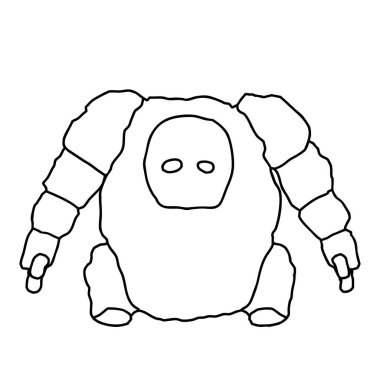 Taş Kaya Devi Golem Fantezisi Büyük Yaratığın Renkleri 'nin taslağı. Vektör illüstrasyonu.