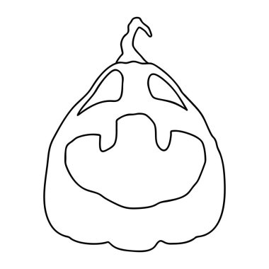 Cadılar Bayramı Balkabağı boyama taslağı. Sonbahar Tatil Sembollerinden biri. Vektör İllüstrasyonu.