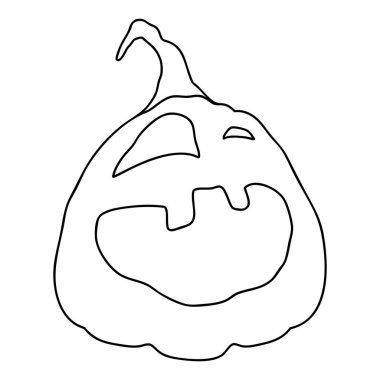 Cadılar Bayramı Balkabağı boyama taslağı. Sonbahar Tatil Sembollerinden biri. Vektör İllüstrasyonu.