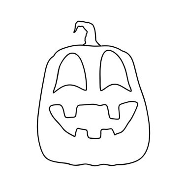 Cadılar Bayramı Balkabağı boyama taslağı. Sonbahar Tatil Sembollerinden biri. Vektör İllüstrasyonu.