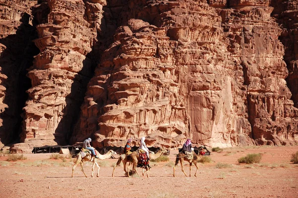 Wadi Rum camel safari, Jordan. — Stock Photo, Image
