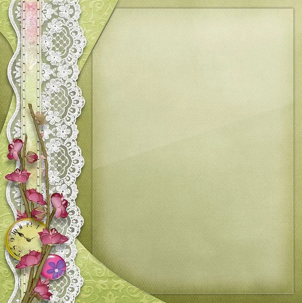 Green lace background — Stock Photo, Image