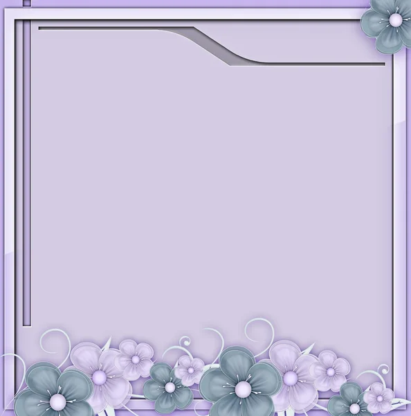 Lila omlijst bloemen achtergrond — Stockfoto
