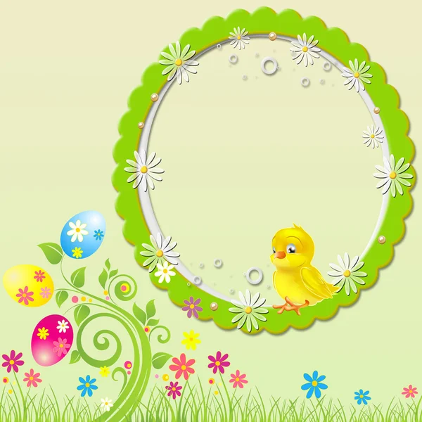 Huevo verde & fondo de Pascua naturaleza — Foto de Stock