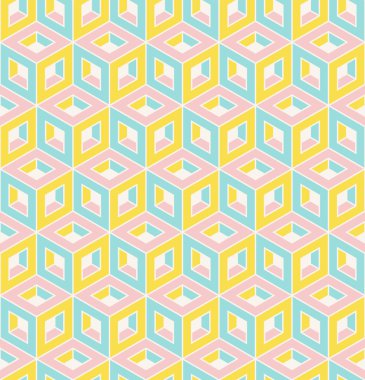 Dikişsiz desen renkli izometrik küpler.