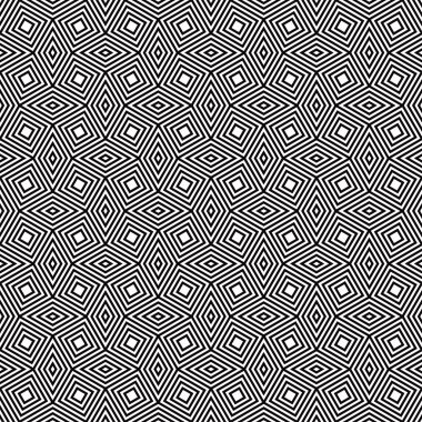 kesintisiz geometrik siyah-beyaz desen özetliyor.