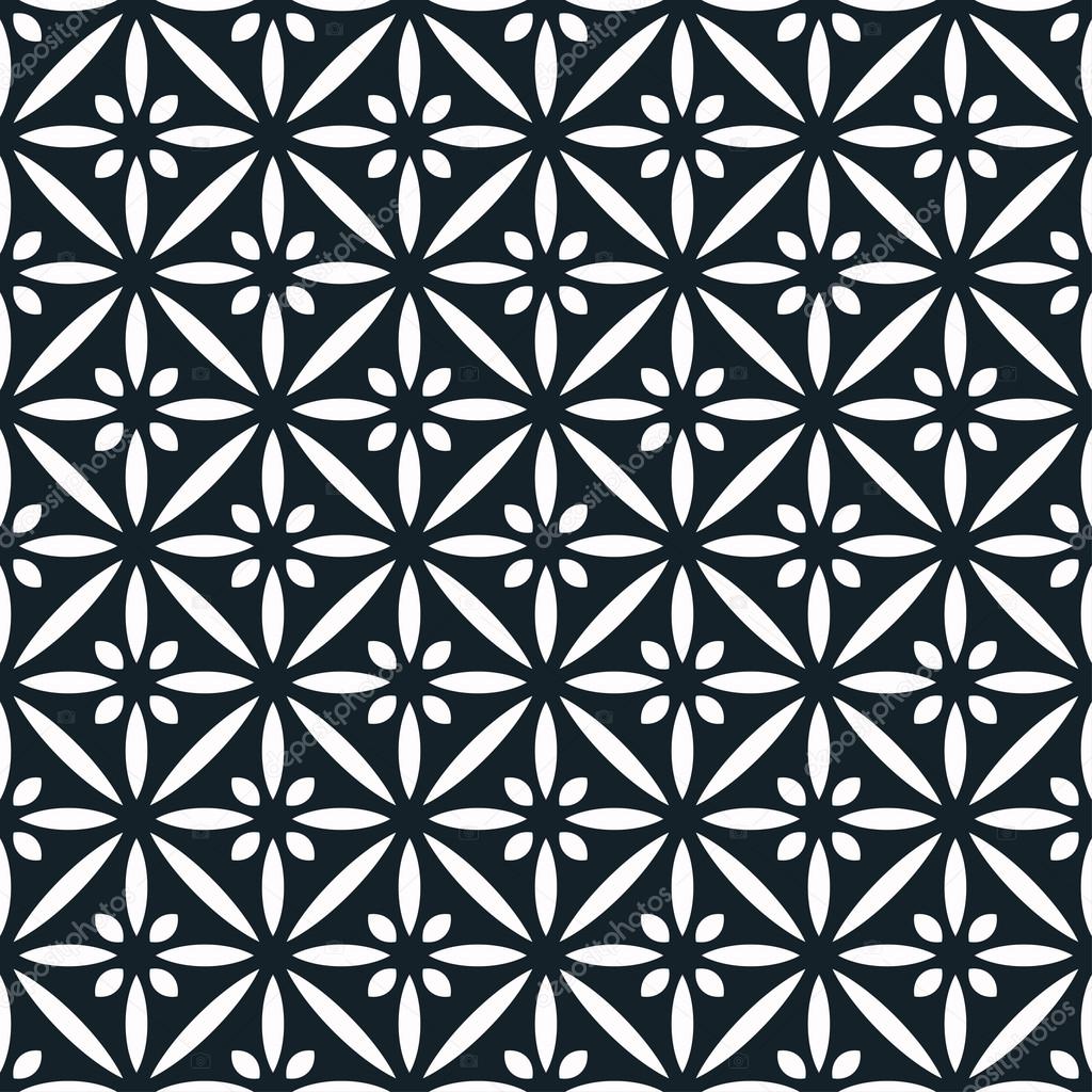 seamless black and white floral pattern.