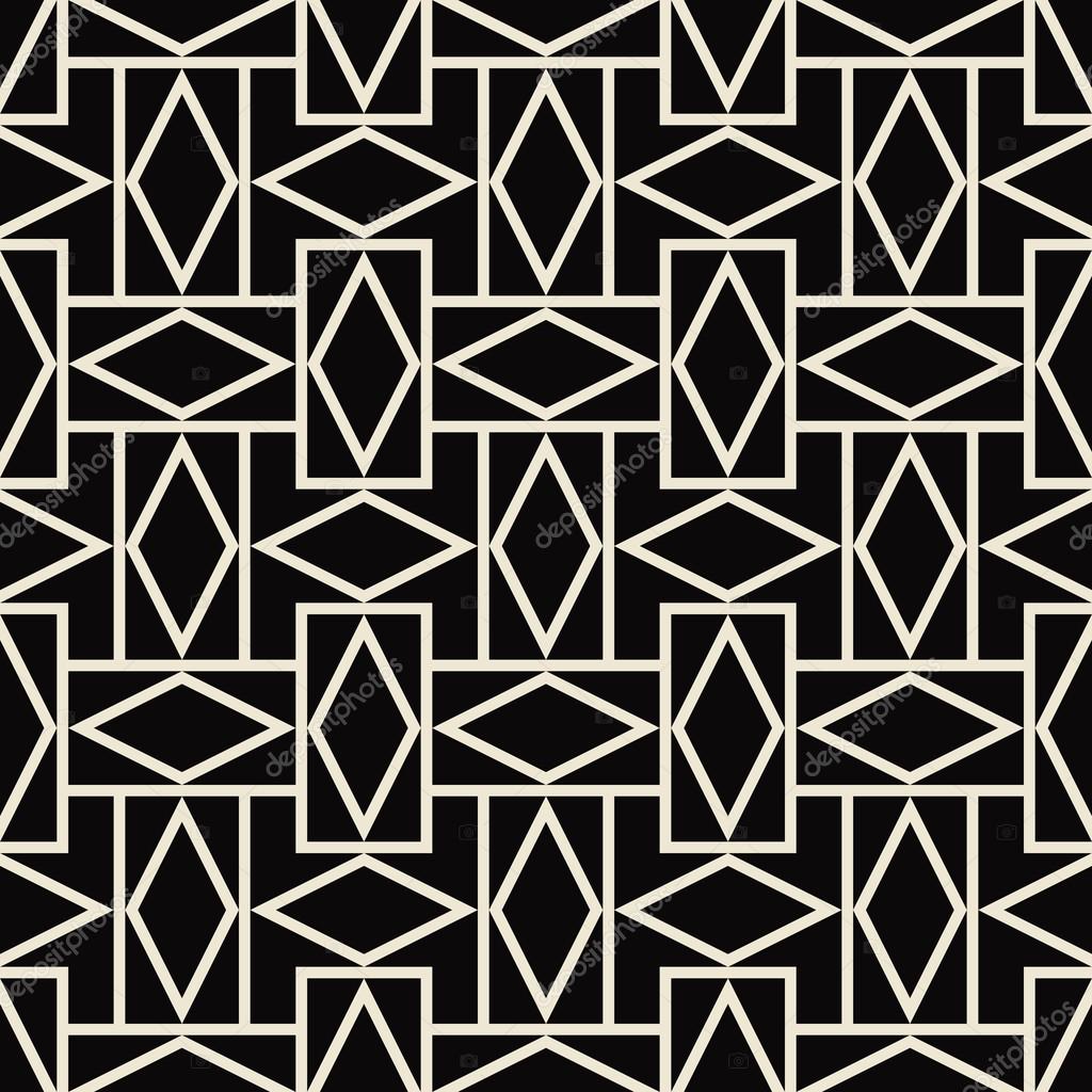 seamless geometric black and white pattern of rhombuses.
