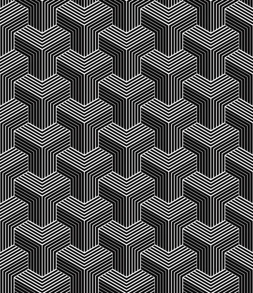 Motif monochrome de blocs isométriques rayés — Image vectorielle