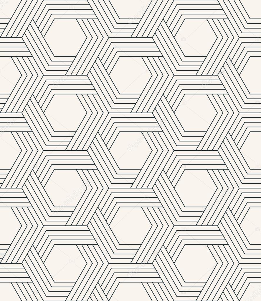 seamless striped geometric weaving pattern of hexagons.