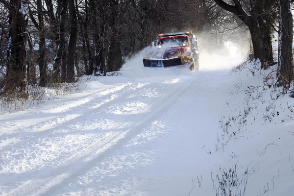 Snowplow Truck on Rural Road — Stock Photo, Image