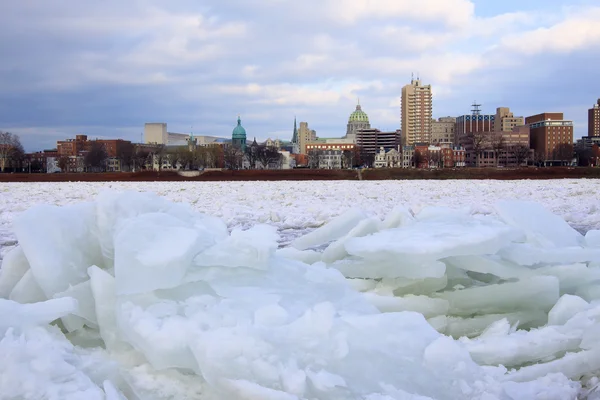 Jam lodu na rzece — Zdjęcie stockowe