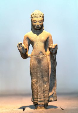 6. yüzyılda Mekong Deltası kültürünün Kum Taşı Buda heykelleri. Bu, Vietnam 'daki Budist kültürünün ve maneviyatının güzelliğini onurlandıran titiz taş heykel sanatıdır..