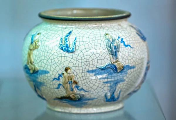 Antica Ceramica Blu Bianca Una Porcellana Tradizionale Cinese Del Xix — Foto Stock