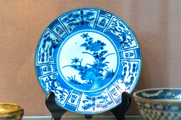 Antique Cerâmica Azul Branca Uma Porcelana Tradicional Chinesa Século Xix — Fotografia de Stock