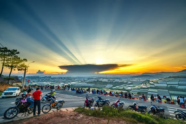 Lat Vietnam May 4Th 2021 Sunset Landscape Agricultural Greenhouse Valley — Stock Fotó