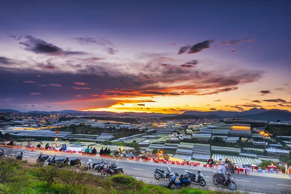 Lat Vietnam Května 2021 Západ Slunce Krajina Zemědělském Skleníkovém Údolí — Stock fotografie