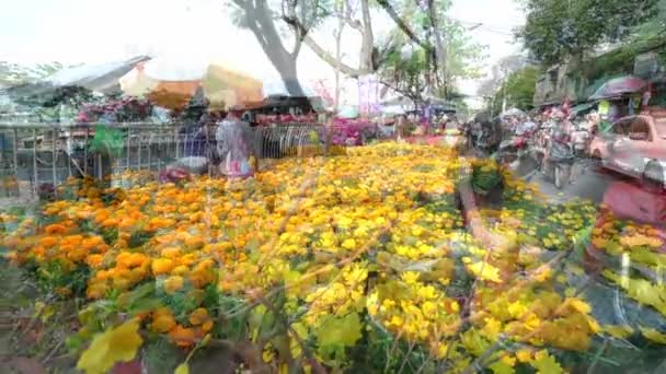 Chi Minh City Vietnam Februari 2021 Peluit Membeli Bunga Pasar — Stok Video