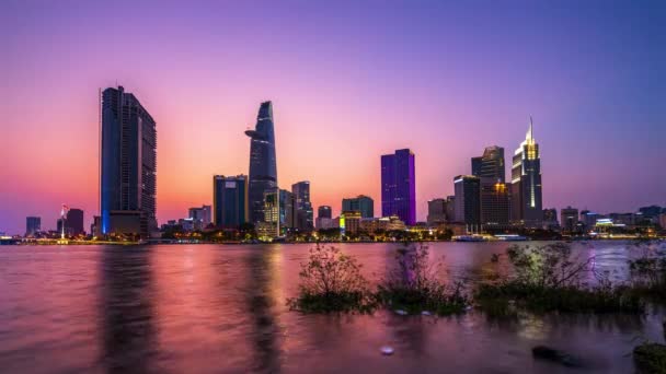 Chi Minh Wietnam Marca 2021 Czas Upływa Miasto Nad Rzeką — Wideo stockowe