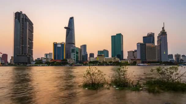 Chi Minh Πόλη Βιετνάμ Μαρτίου 2021 Time Lapse Riverside Πόλη — Αρχείο Βίντεο