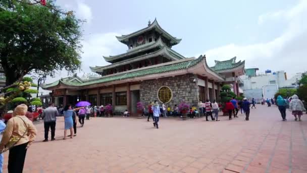 Giang Vietnam Mars 2021 Bebodda Buddhister Besöker Templet För Att — Stockvideo