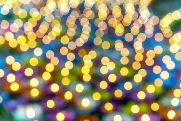 Golden Circular Blur Light Bokeh Abstract Blurred Blue Background Holiday — Stock Photo, Image