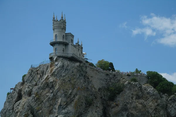 Ninho da andorinha é um castelo decorativo o monumento de arquitetura e história, a principal atração nas margens do Mar Negro da cidade Yalta . Fotografia De Stock