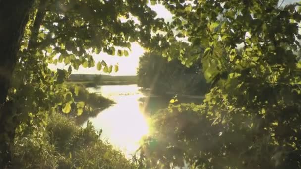 Flusslandschaft bei Sonnenuntergang — Stockvideo