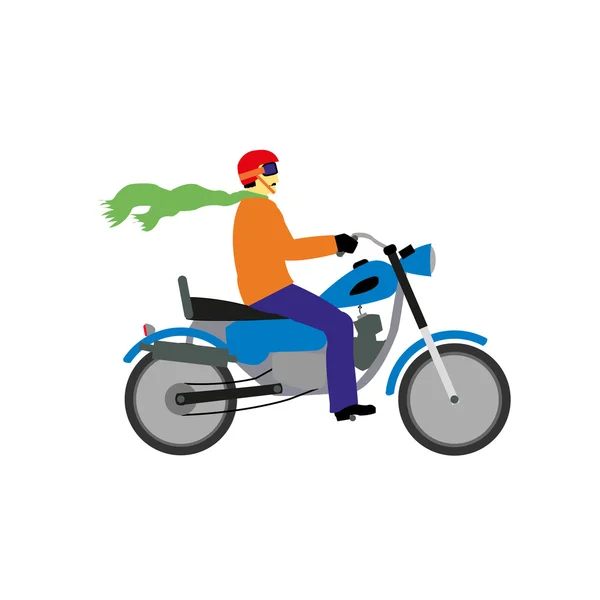 El motociclista con el casco rojo — Vector de stock