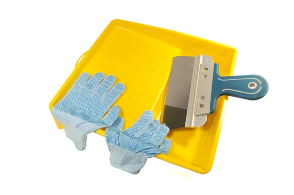 Eldiven ve bir spatula Pan