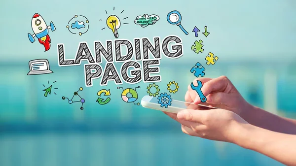 Landing Page Konzept mit Smartphone — Stockfoto