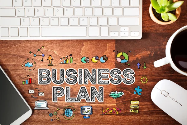 Business Plan concept met werkstation — Stockfoto