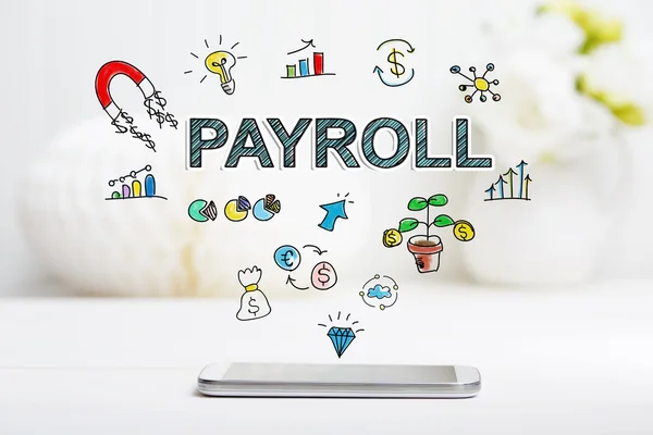 Payroll concept met smartphone — Stockfoto